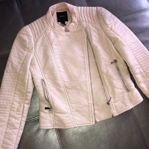 Pale Pink leather motto jacket